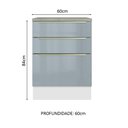 Ver imagem 3 de Balcão 60 cm 3 Gavetas Branco/Cinza Lux Madesa