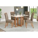 Ver imagem 1 de Conjunto: Mesa de Cozinha Natalí C/ Tampo Madeirado C/ Vidro Reto 120x80cm e 4 Cadeiras Bella