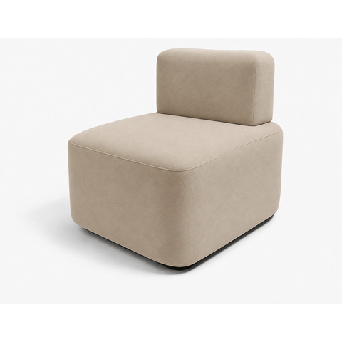 Poltrona Cubo para Sala Moderna e Recepção Suede:Suede Bege