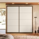 Ver imagem 1 de Guarda Roupa 2 Portas de Deslizantes 219 cm X 230 cm X 55,5 cm 100% MDF Cor:Nogueira e Areia