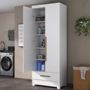 Ver imagem 1 de Armário Multiuso 100% MDF 2 Portas 1 Gaveta Smart Espresso Móveis Branco