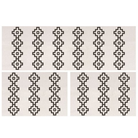 Jogo Tapete Boho Ponto Cruz 3 Peças Natural/preto - Antiderrapante