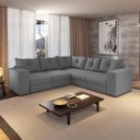 Ver imagem 1 de Sofa de Canto 5 Lugares Suede Qatar Estofados - Cinza