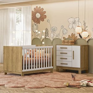 Quarto Infantil com Cômoda e Berço Q Encanto Slim - Moveis Leartam