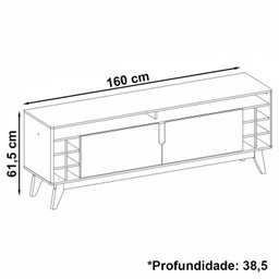 Rack Sala TV 70 Pol Com Adega 160 cm 011078 Cedro Cinza Perola DCASA - 4