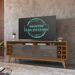 Rack Sala TV 70 Pol Com Adega 160 cm 011078 Cedro Cinza Perola DCASA - 7