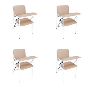 Kit 4 Cadeira Coleta de Sangue Standard com Braço Frontal Bege