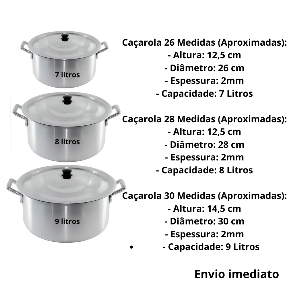 Kit Jogo de Panelas Caçarola Polida com Tampa 7pç Frigideira - 2