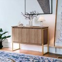 Ver imagem 3 de Buffet Verona Cadiz 3 Portas 3 Prateleiras MDP Aço Laqueado Dourado Casah