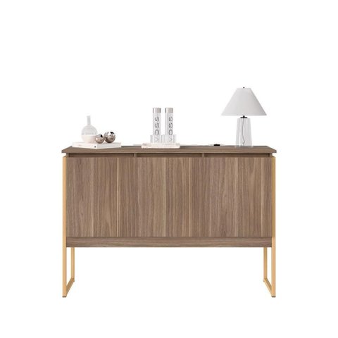 Buffet Verona Cadiz 3 Portas 3 Prateleiras MDP Aço Laqueado Dourado Casah