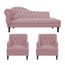 Ver imagem 1 de Divã Cancun 185cm Direito +2 Poltronas Genesis Rosê
