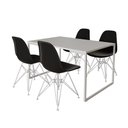 Ver imagem 6 de Mesa Industrial Base Ferro Branco Tampo 137X90 Branco 4 Cadeiras Ferro Branco Assento Preto Branco