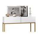 Ver imagem 3 de Aparador Buffet Branco Eros 90cm Industrial 2 Gavetas Corrediças Telescópica Pé de Ferro Dourado