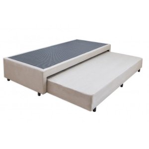 Cama Box Base Solteiro Com Auxiliar Semi Ortopedica Suede:Areia