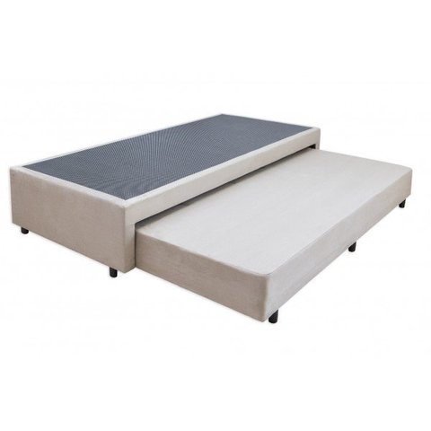 Cama Box Base Solteiro Com Auxiliar Semi Ortopedica Suede:Areia