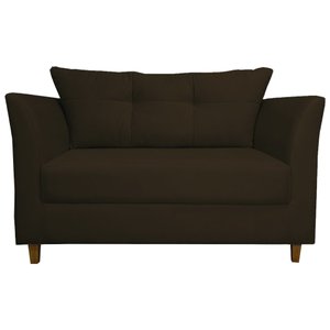 Namoradeira Decorativa Isis Pés Trapézio Suede Marrom - DS Estofados