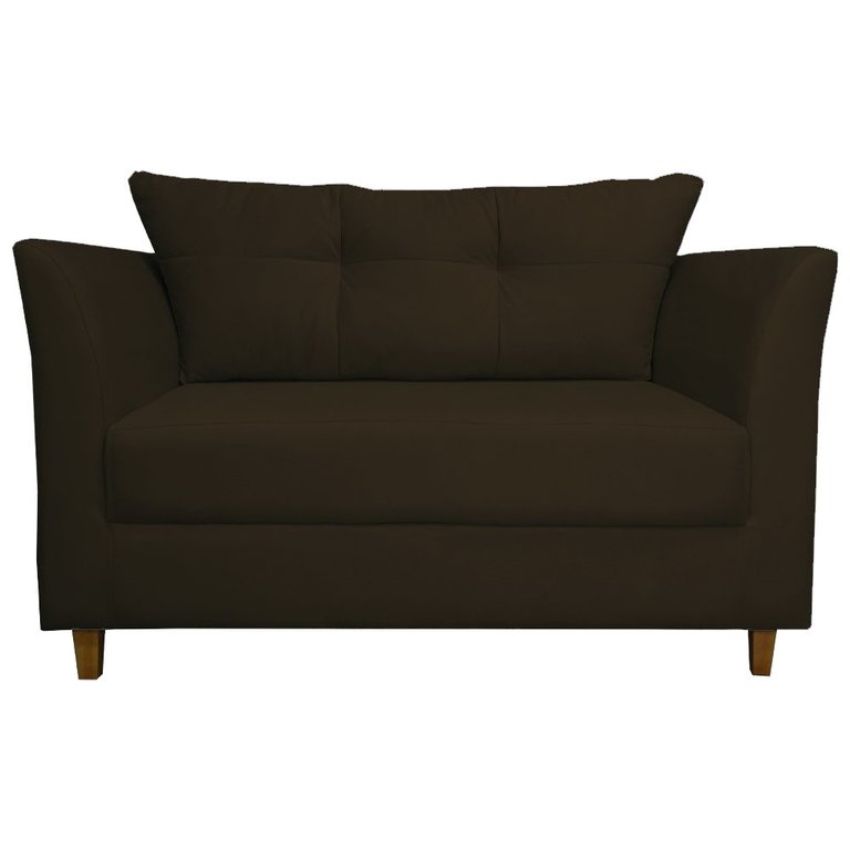Namoradeira Decorativa Isis Pés Trapézio Suede Marrom - DS Estofados