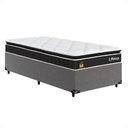 Ver imagem 1 de Cama Box Base Solteiro + Colchão Life D33 Pillow Top 88x188cm - Preto/ Cinza - e-Shop Casa