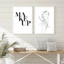 Ver imagem 1 de Kit 2 Quadros Minimalistas Makeup One line 33x24cm:madeira Preta