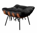 Ver imagem 1 de Puff Costela Base Fixa para Sala de Estar, Quarto - Suede Preto