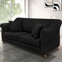 Ver imagem 2 de Sofá Living 2 Lugares 1,80m Vênus Suede Preto Pés Castanho - Pallazio