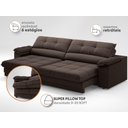 Ver imagem 4 de Sofá com Carregador USB Retrátil Reclinável Montreal 2,90m Velosuede Chocolate - NETSOFAS