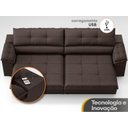 Ver imagem 6 de Sofá com Carregador USB Retrátil Reclinável Montreal 2,90m Velosuede Chocolate - NETSOFAS