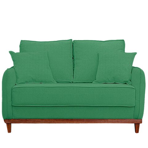 Sofa Sena 3 Lugares Base de Madeira para Sala Hotel Linho Verde