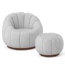 Ver imagem 1 de Poltrona Decorativa Orgânica Fixa com Puff Nuvem Veludo Cinza Claro Loja Sheep