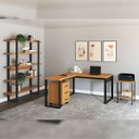 Ver imagem 1 de Moveis Escritório Industrial 4 Peças Dalla Costa 100% Mdf Cor:freijó com Preto Fosco
