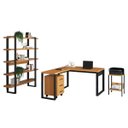 Ver imagem 2 de Moveis Escritório Industrial 4 Peças Dalla Costa 100% Mdf Cor:freijó com Preto Fosco