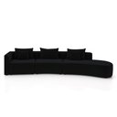 Ver imagem 5 de Sofá Curvo Decorativo Kimiko 427cm 5 Lugares Sala de Estar com Chaise Veludo Preto G52 - Gran Belo