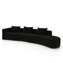 Ver imagem 1 de Sofá Curvo Decorativo Kimiko 427cm 5 Lugares Sala de Estar com Chaise Veludo Preto G52 - Gran Belo