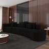 Sofá Curvo Decorativo Kimiko 427cm 5 Lugares Sala de Estar com Chaise Veludo Preto G52 - Gran Belo - 2