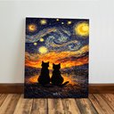 Ver imagem 4 de Kit 3 Quadro Decorativo Gatos Van Gogh Arte Noite Estrelada Qualidade Premium Moderno 40x28cm