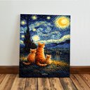 Ver imagem 3 de Kit 3 Quadro Decorativo Gatos Van Gogh Arte Noite Estrelada Qualidade Premium Moderno 40x28cm