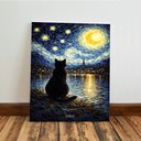 Ver imagem 5 de Kit 3 Quadro Decorativo Gatos Van Gogh Arte Noite Estrelada Qualidade Premium Moderno 40x28cm