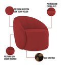 Ver imagem 4 de Sofá 3 Lugares Orgânico 180cm Morgan e Poltrona Lua Veludo Marsala D03 - D'Rossi