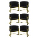 Ver imagem 1 de Kit 6 Cadeiras Poltrona Lua Corino Sala Quarto Gold Balaqui Cor:preto