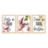 Kit 3 Quadros Decorativos Namaste Gratidão Floral Colorido - Patina - 1