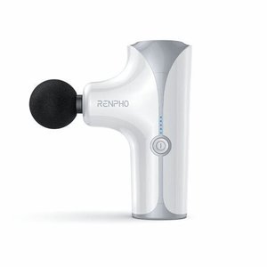 Mini Pistola de Massagem Portátil Renpho com 5 Velocidades e Kit com 4 Peças de Massagem Branco