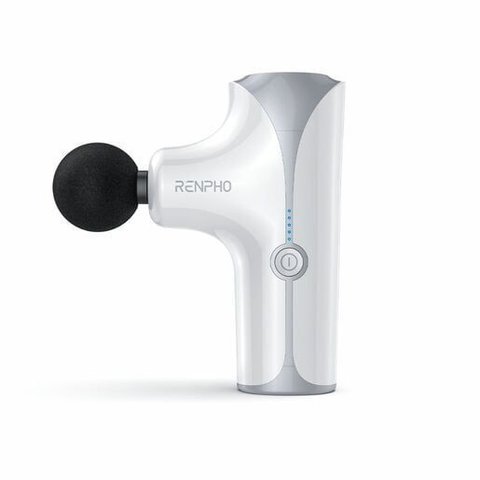 Mini Pistola de Massagem Portátil Renpho com 5 Velocidades e Kit com 4 Peças de Massagem Branco