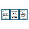 Kit 3 Quadros Decorativos Frases Fé Motivação Boas Vibrações - Azul - 1