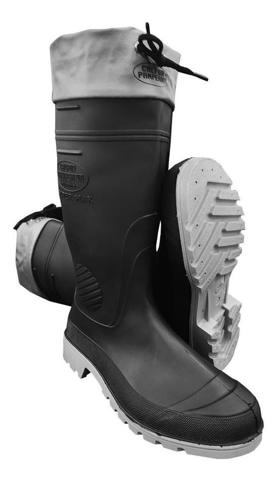 Bota Borracha Pvc Impermeável Galocha Cinza com Amarra Indus Preta com Cinza Liso 40 Br - 3