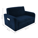 Ver imagem 2 de Sofá-Cama Lyon em Veludo Azul com Baú 140x180cm Estrutura Eucalipto e MDF