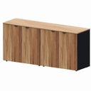 Ver imagem 2 de Armário Baixo Escritório 4 Portas C/ Chave 160 Cm F5 Office Cor:nogal com Preto