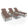 Kit 3 Espreguiçadeiras Piscina Alumínio Fendi Tela Marrom - 1