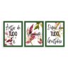 Kit 3 Quadros Decorativos 33x43 Namaste Gratidão Floral Colorido - VERDE - 1