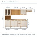 Ver imagem 3 de Cozinha Completa Modulada 6 Peças 14 Portas 2 Gavetas Salvador Bege/Cinamomo/Off White