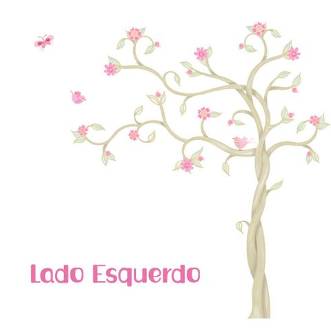 Adesivo de Parede Infantil Árvore Retrô - Rose - Lado esquerdo